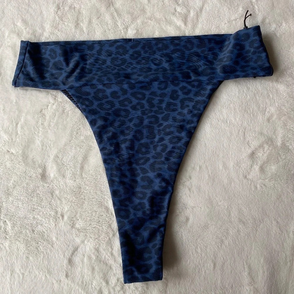New! Acacia Mateo bikini bottom leopard animal print blue Amur 19792 - Picture 7 of 13